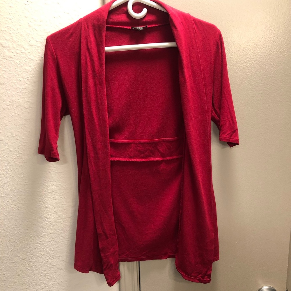 Express Red Open Short-Sleeve Cardigan